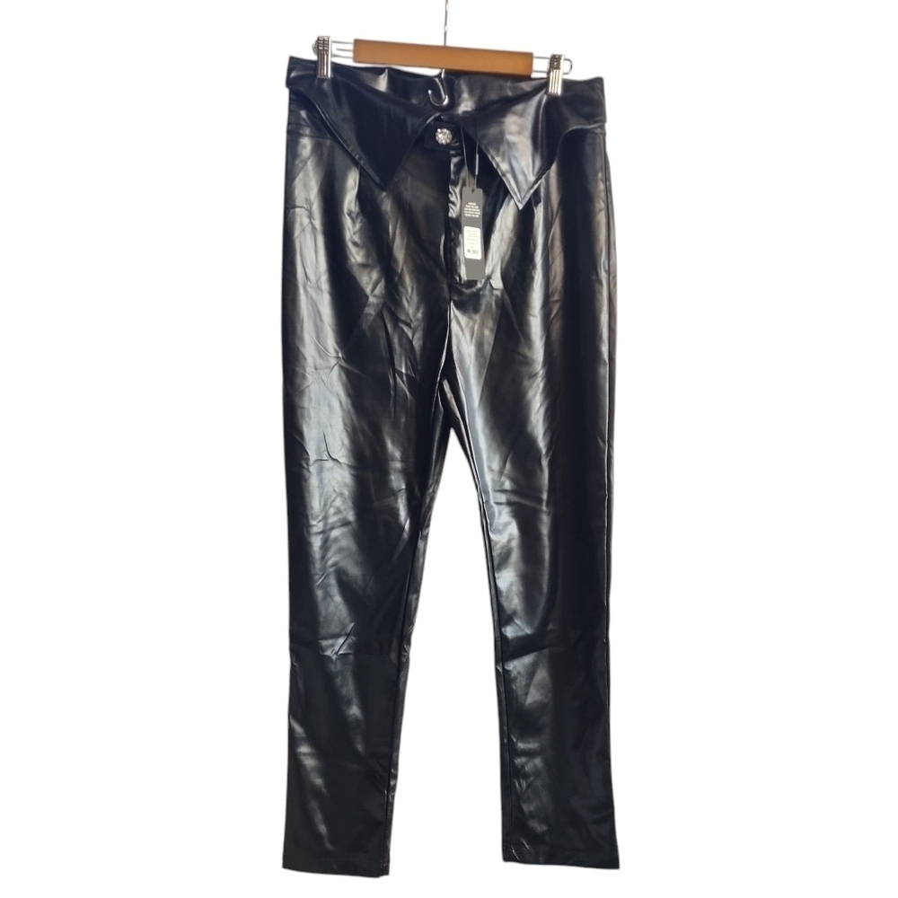 Fashion Nova Women's Black Faux Leather Pants Size XL NWT